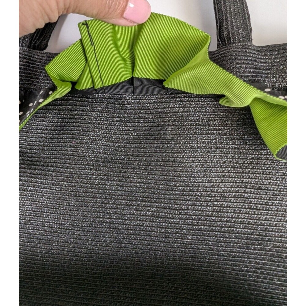 Eric Javits New York Handbag Woven Ruffle Polka Dot Trim Black Snap Clean! - Picture 9 of 15